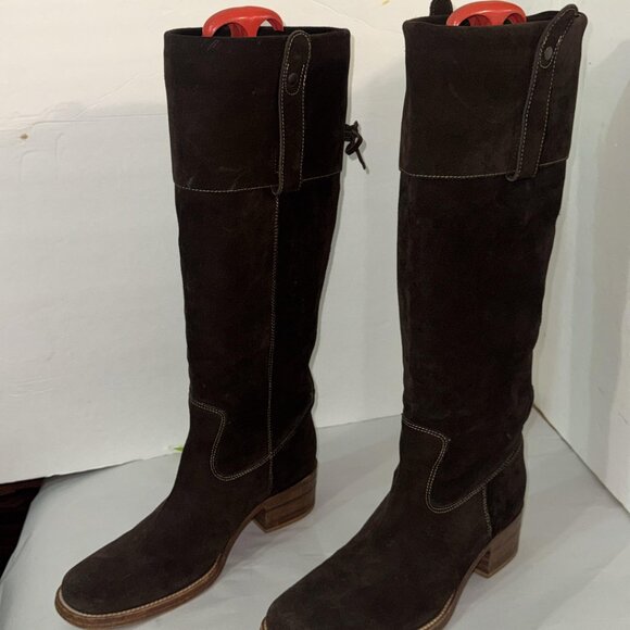 40.5/US9.5💕ITALY Buttero Over Knee Suede Leather English Riding Biker Boots - Picture 6 of 7